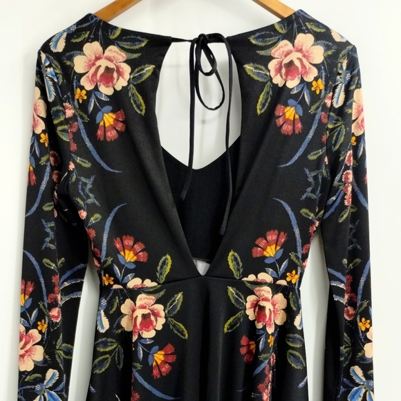 Free People Date Night Black Floral Skater Mini Dress - Picture 10 of 14